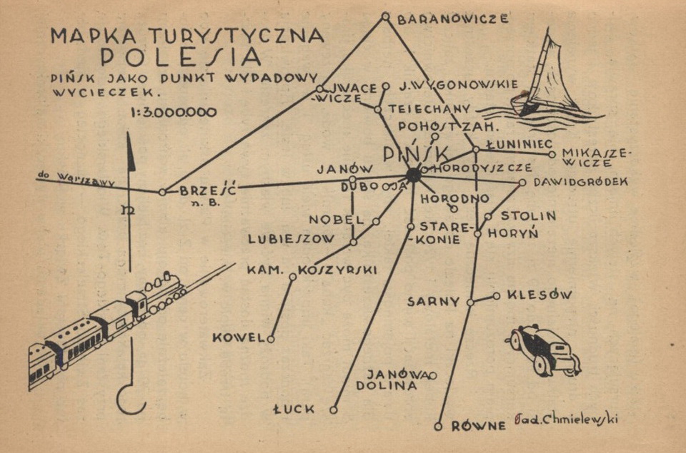 Туристическая карта составленная учениками гимназии. 1935 год